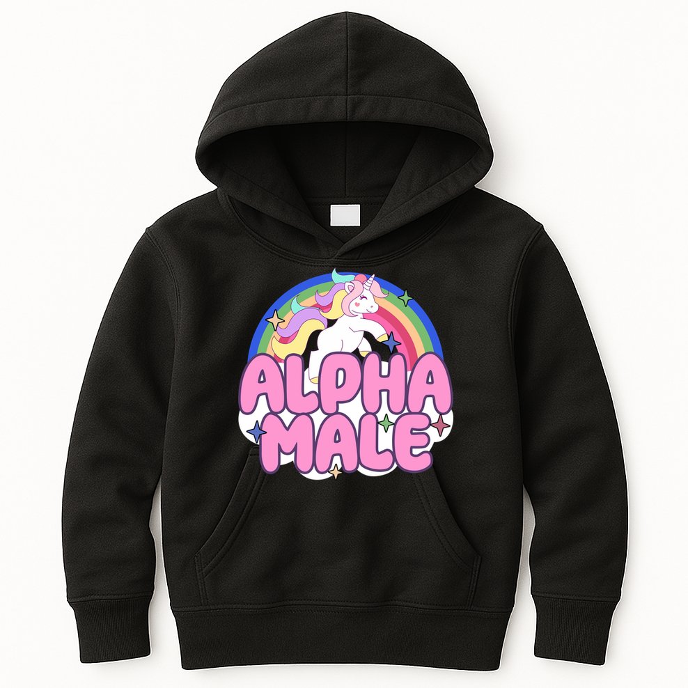 Alpha Male Unicorn Rainbow Kids Hoodie