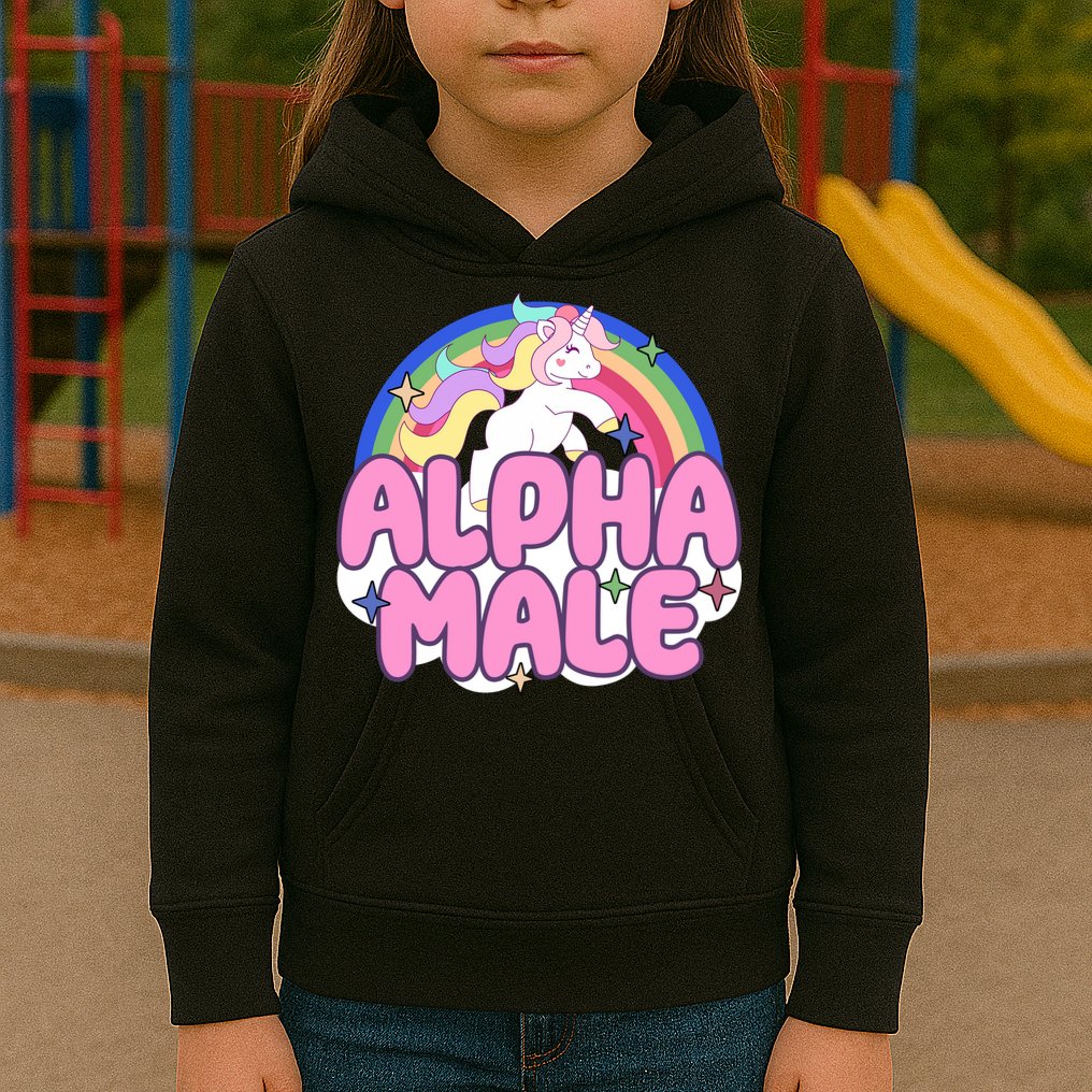 Alpha Male Unicorn Rainbow Kids Hoodie