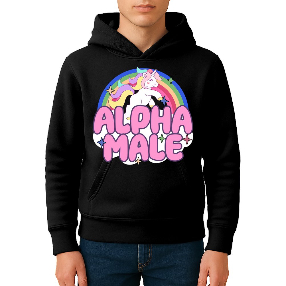 Alpha Male Unicorn Rainbow Kids Hoodie