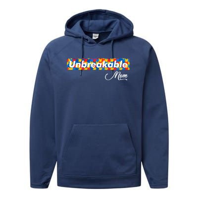 Autism Mom Unbreakable Autism Mama Bear Autism Awareness Gift Performance Fleece Hoodie