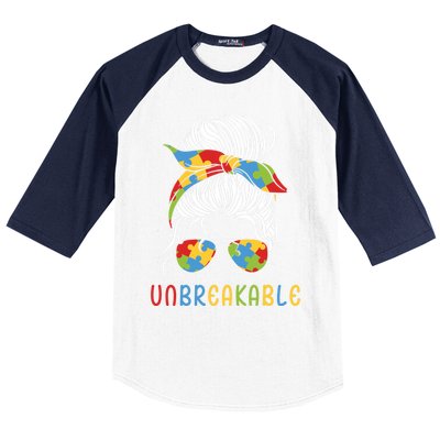 Autism Mom Unbreakable Be Kind Awareness Acceptance Gift Baseball Sleeve Shirt