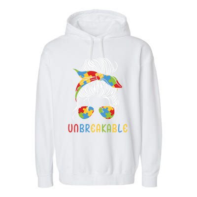 Autism Mom Unbreakable Be Kind Awareness Acceptance Gift Garment-Dyed Fleece Hoodie