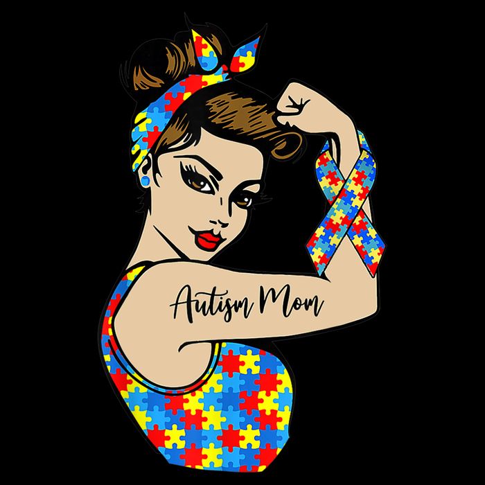 Autism Mom Unbreakable Rosie The Riveter Strong Woman Power Gift Doggie Tank