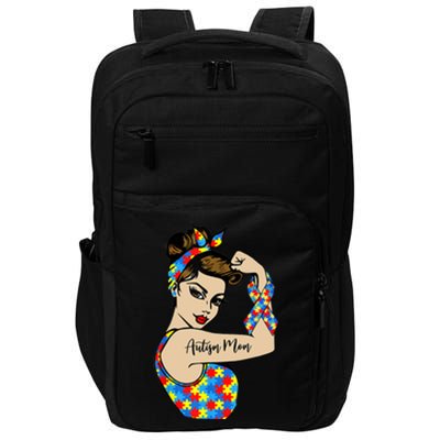 Autism Mom Unbreakable Rosie The Riveter Strong Woman Power Gift Impact Tech Backpack