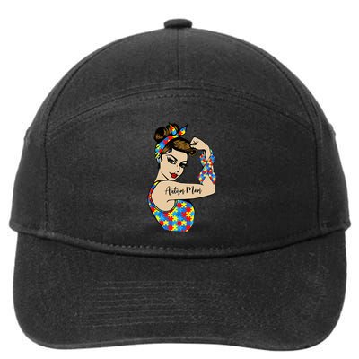 Autism Mom Unbreakable Rosie The Riveter Strong Woman Power Gift 7-Panel Snapback Hat
