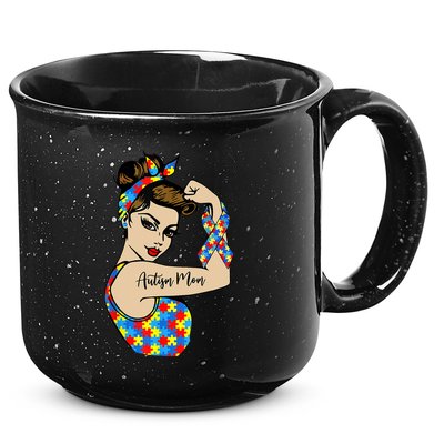 Autism Mom Unbreakable Rosie The Riveter Strong Woman Power Gift 15oz Campfire Ceramic Mug