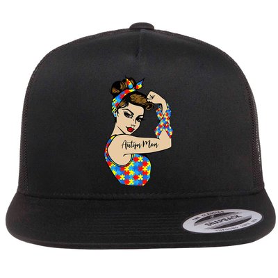 Autism Mom Unbreakable Rosie The Riveter Strong Woman Power Gift Flatbill Hat