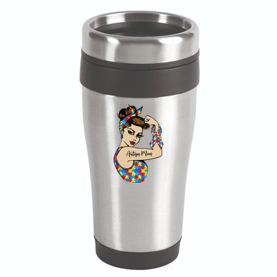 Autism Mom Unbreakable Rosie The Riveter Strong Woman Power Gift 16oz Travel Tumbler