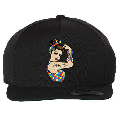 Autism Mom Unbreakable Rosie The Riveter Strong Woman Power Gift Wool Snapback Cap