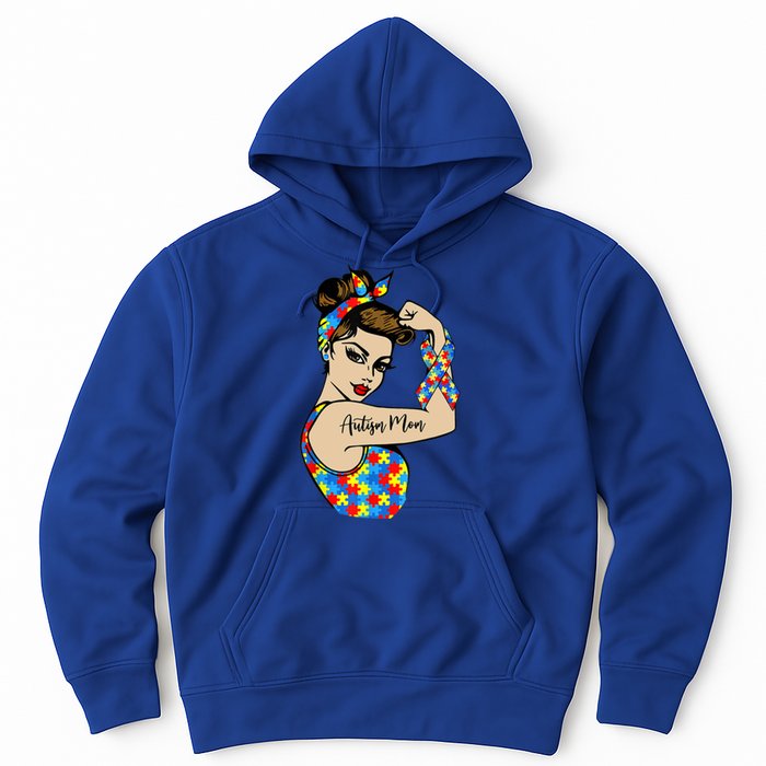 Autism Mom Unbreakable Rosie The Riveter Strong Woman Power Gift Hoodie