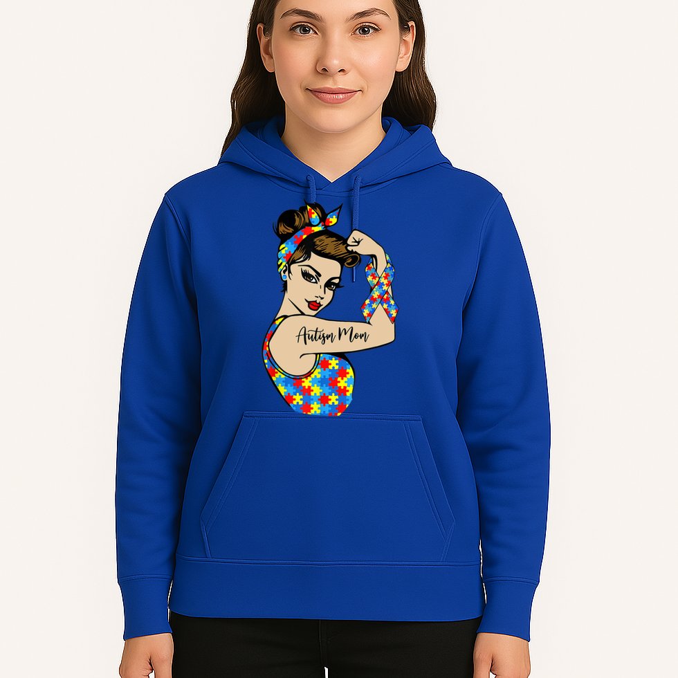 Autism Mom Unbreakable Rosie The Riveter Strong Woman Power Gift Hoodie