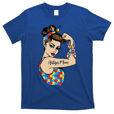 Autism Mom Unbreakable Rosie The Riveter Strong Woman Power Gift T-Shirt