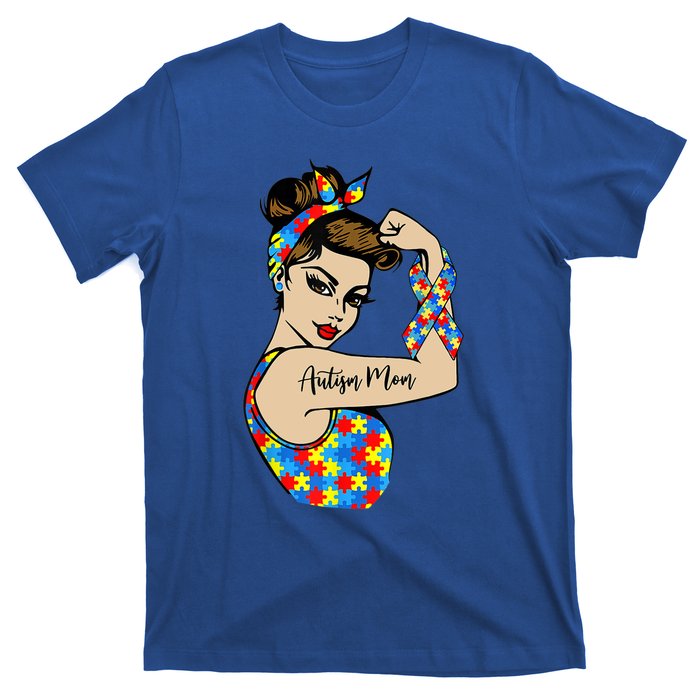 Autism Mom Unbreakable Rosie The Riveter Strong Woman Power Gift T-Shirt