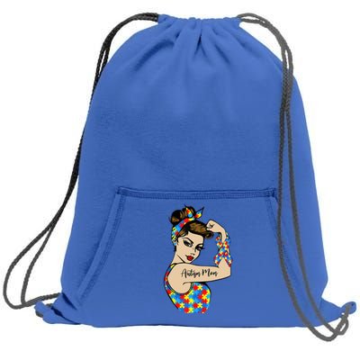 Autism Mom Unbreakable Rosie The Riveter Strong Woman Power Gift Sweatshirt Cinch Pack Bag