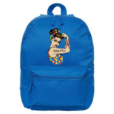 Autism Mom Unbreakable Rosie The Riveter Strong Woman Power Gift 16 in Basic Backpack