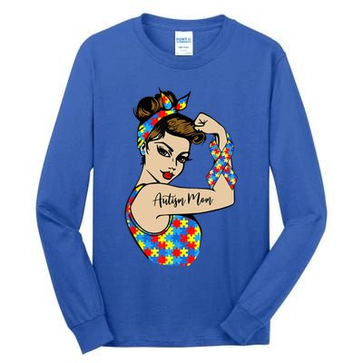 Autism Mom Unbreakable Rosie The Riveter Strong Woman Power Gift Tall Long Sleeve T-Shirt