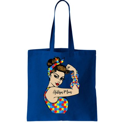 Autism Mom Unbreakable Rosie The Riveter Strong Woman Power Gift Tote Bag