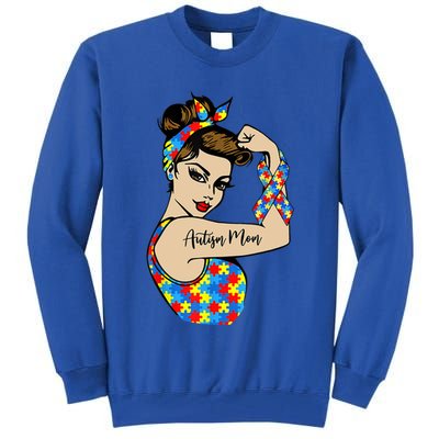 Autism Mom Unbreakable Rosie The Riveter Strong Woman Power Gift Tall Sweatshirt