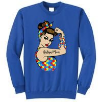 Autism Mom Unbreakable Rosie The Riveter Strong Woman Power Gift Tall Sweatshirt