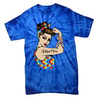 Autism Mom Unbreakable Rosie The Riveter Strong Woman Power Gift Tie-Dye T-Shirt