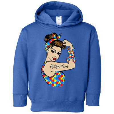 Autism Mom Unbreakable Rosie The Riveter Strong Woman Power Gift Toddler Hoodie