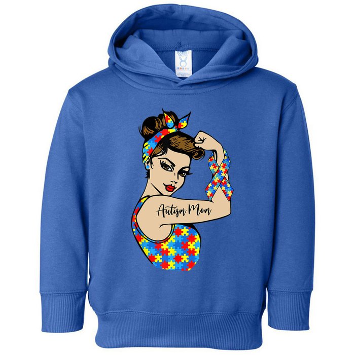 Autism Mom Unbreakable Rosie The Riveter Strong Woman Power Gift Toddler Hoodie