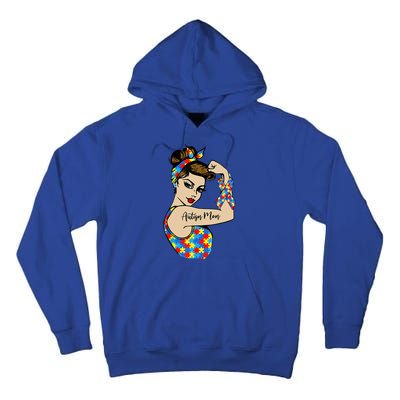 Autism Mom Unbreakable Rosie The Riveter Strong Woman Power Gift Tall Hoodie