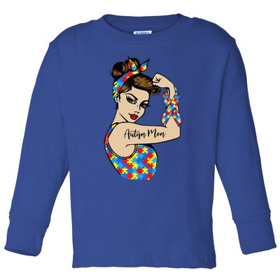 Autism Mom Unbreakable Rosie The Riveter Strong Woman Power Gift Toddler Long Sleeve Shirt