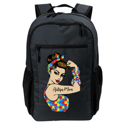 Autism Mom Unbreakable Rosie The Riveter Strong Woman Power Gift Daily Commute Backpack