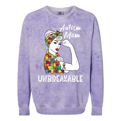 Autism Mom Unbreakable Awareness Autistic Mother Mama Women Colorblast Crewneck Sweatshirt