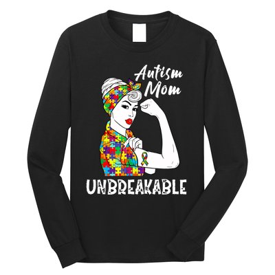 Autism Mom Unbreakable Awareness Autistic Mother Mama Women Long Sleeve Shirt