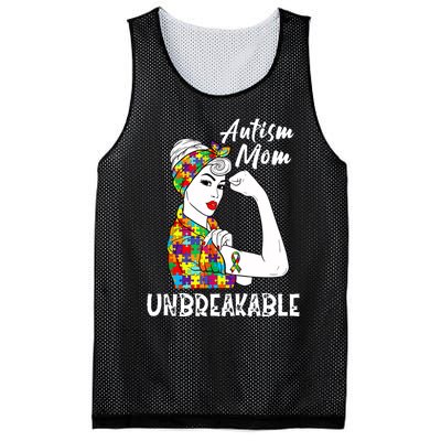 Autism Mom Unbreakable Awareness Autistic Mother Mama Women Mesh Reversible Basketball Jersey Tank