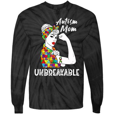 Autism Mom Unbreakable Awareness Autistic Mother Mama Women Tie-Dye Long Sleeve Shirt