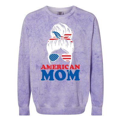 American Mom Usa Hair Bun Colorblast Crewneck Sweatshirt