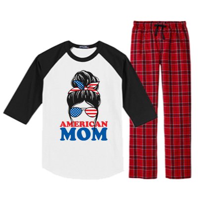 American Mom Usa Hair Bun Raglan Sleeve Pajama Set