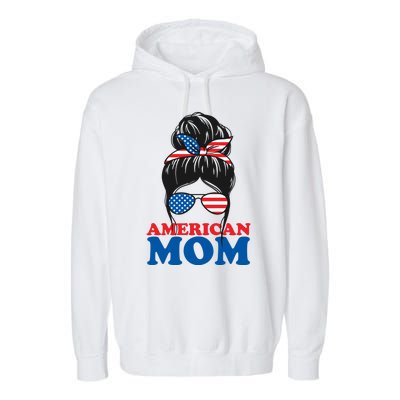 American Mom Usa Hair Bun Garment-Dyed Fleece Hoodie