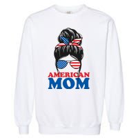 American Mom Usa Hair Bun Garment-Dyed Sweatshirt