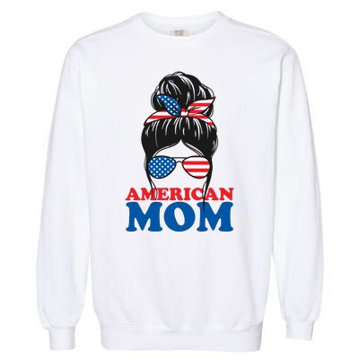 American Mom Usa Hair Bun Garment-Dyed Sweatshirt