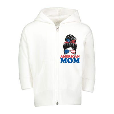 American Mom Usa Hair Bun Toddler Zip Fleece Hoodie