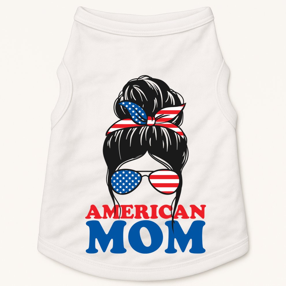 American Mom Usa Hair Bun Doggie Tank