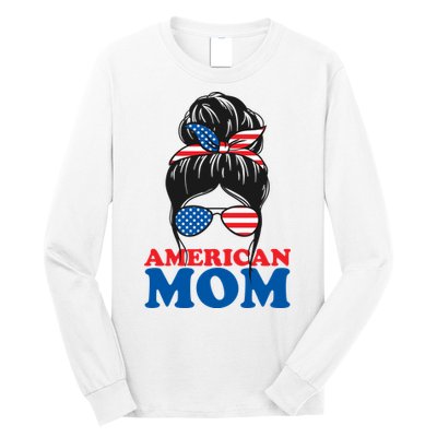 American Mom Usa Hair Bun Long Sleeve Shirt