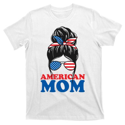 American Mom Usa Hair Bun T-Shirt