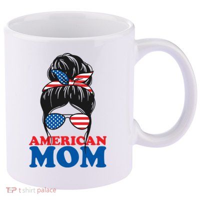 American Mom Usa Hair Bun 11oz C Handle Ceramic Mug