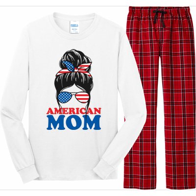 American Mom Usa Hair Bun Long Sleeve Pajama Set