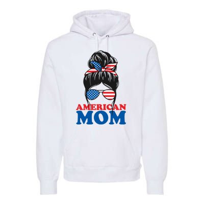 American Mom Usa Hair Bun Premium Hoodie