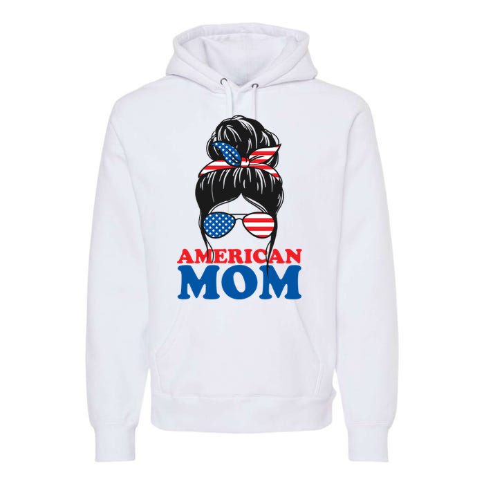 American Mom Usa Hair Bun Premium Hoodie