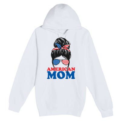 American Mom Usa Hair Bun Premium Pullover Hoodie