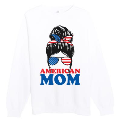 American Mom Usa Hair Bun Premium Crewneck Sweatshirt