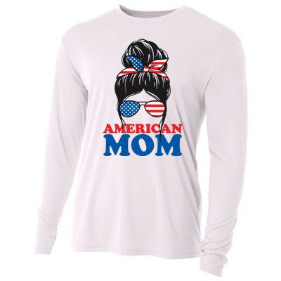 American Mom Usa Hair Bun Cooling Performance Long Sleeve Crew