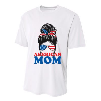 American Mom Usa Hair Bun Performance Sprint T-Shirt